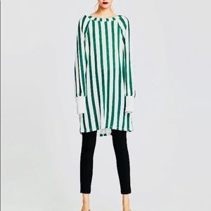 zara green striped dress